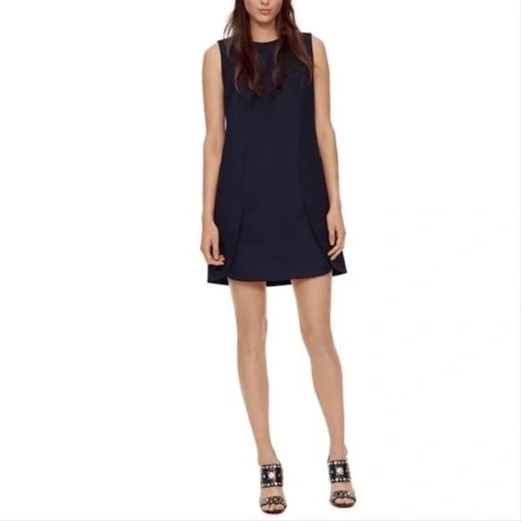 Tory Burch Navy Wool Mini Shift Dress Sleeveless w/pockets - Picture 1 of 11